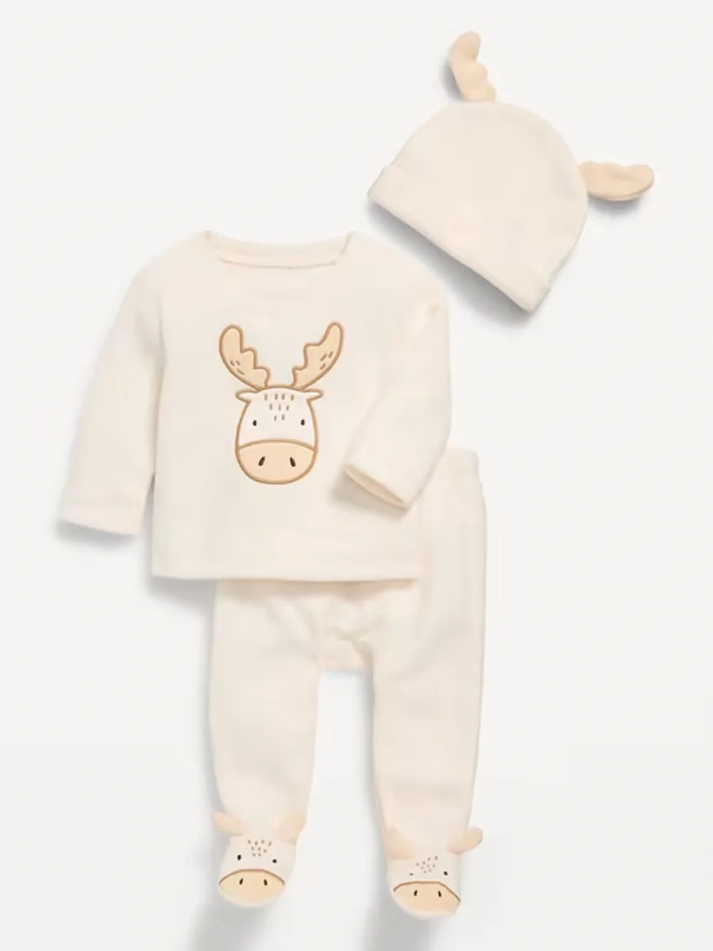 Old Navy Baby 3 Piece Moose Outfit Size Newborn 0-3M